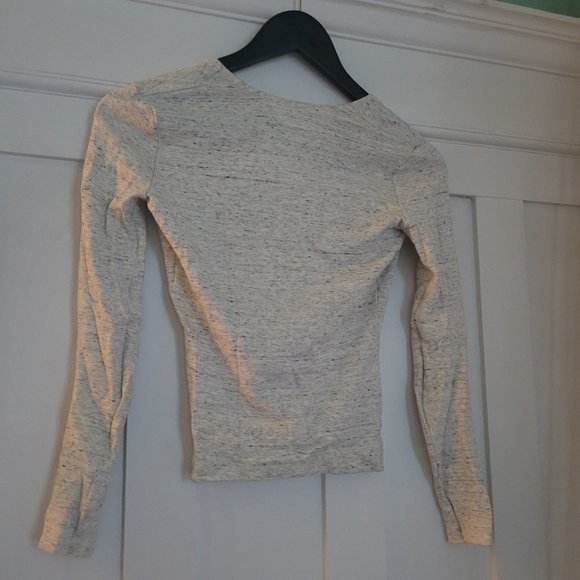 American Apparel Deep V L/S T - Marbled Ivory - sz XS - Picture 4 of 8